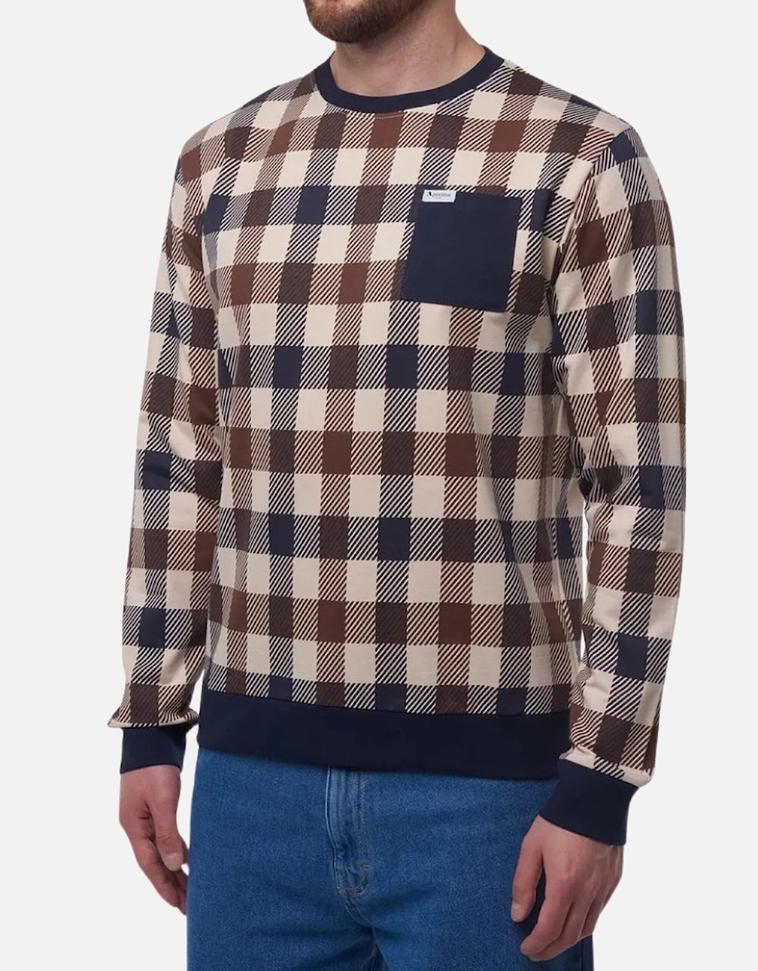 Active Macro Iconic Pocket Crewneck Navy Blue Sweatshirt