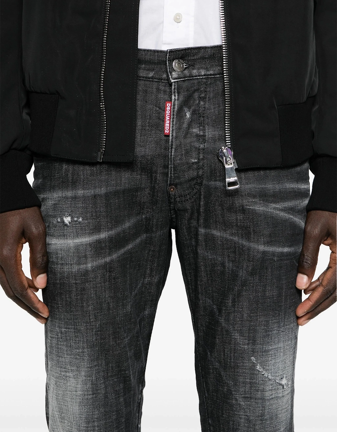 Faded Effect Cool Guy Jeans in Black