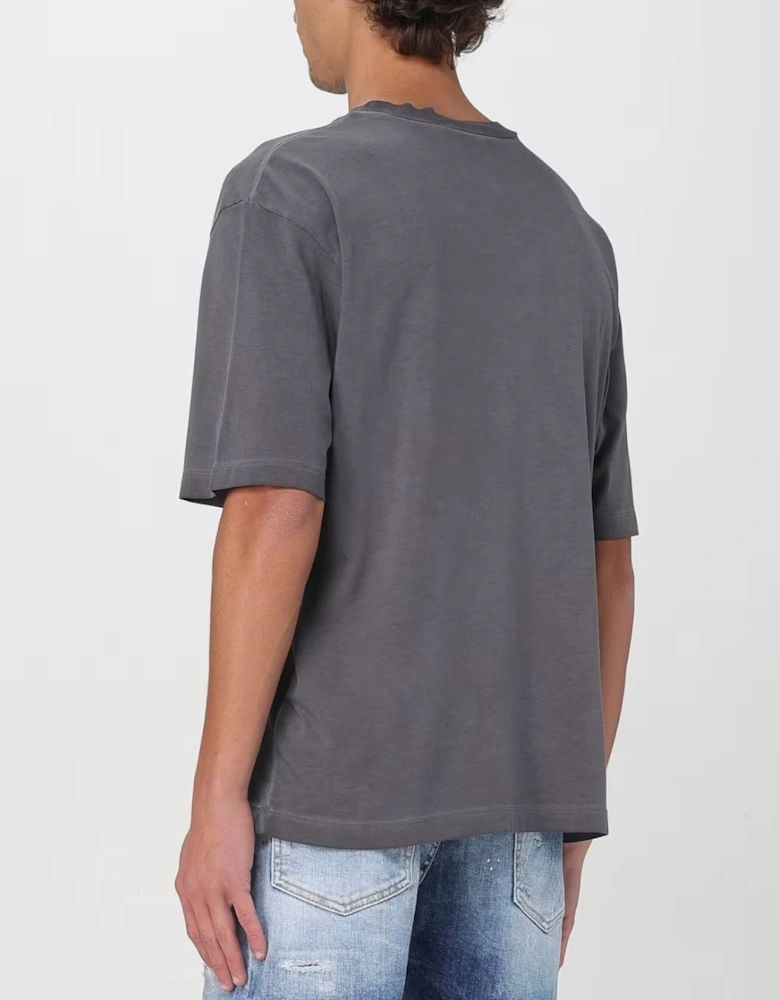 Graffiti Logo Print T-Shirt in Grey