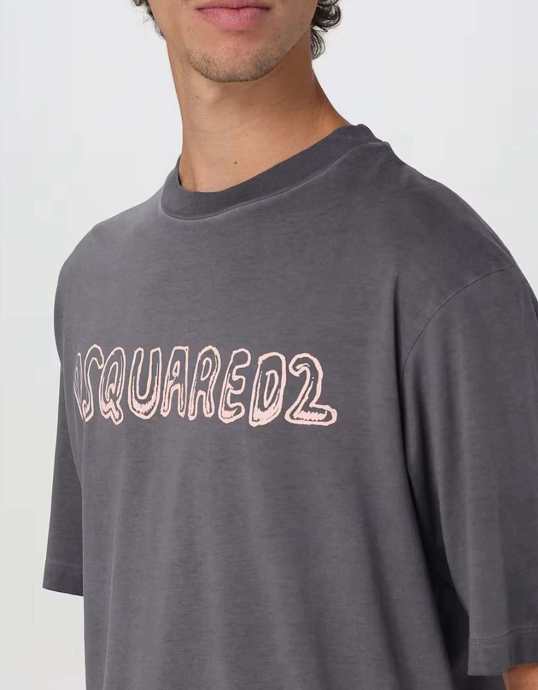 Graffiti Logo Print T-Shirt in Grey