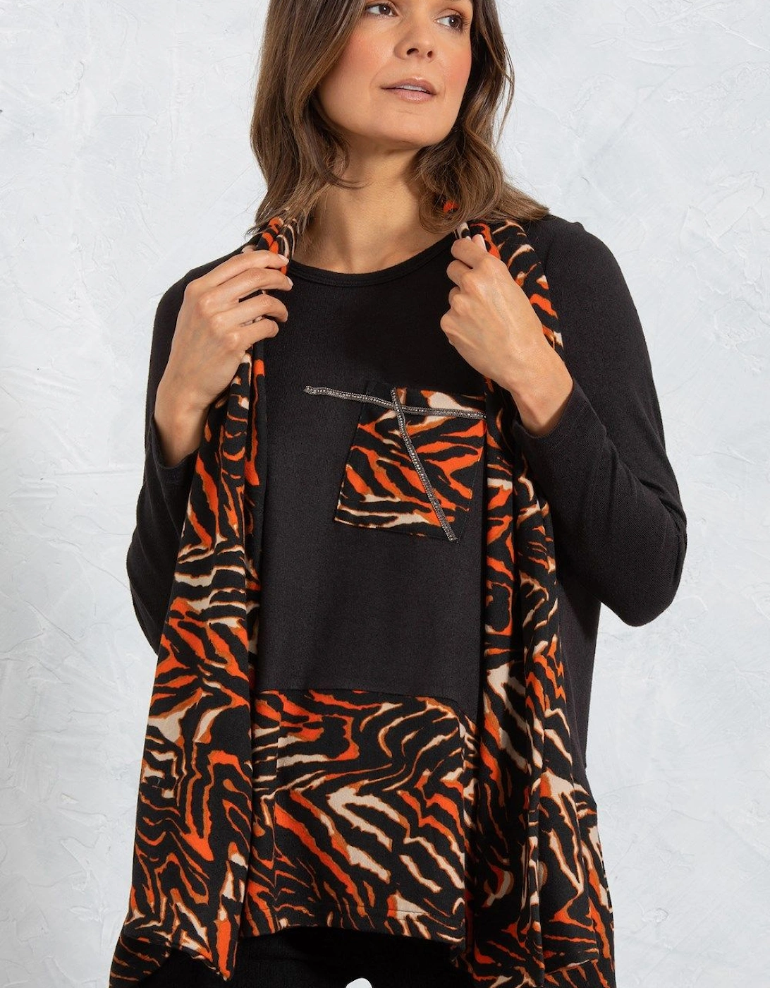 Plain And Animal Print Dip Hem Knitted Tunic Top, 2 of 1