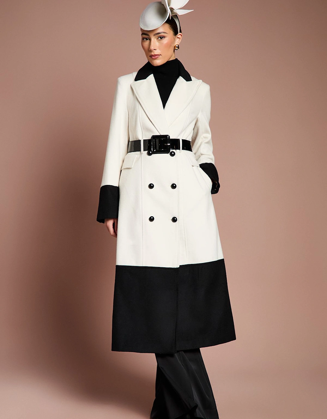 Lisa Tan Occasion Button Detail Belted Longline Coat, 2 of 1