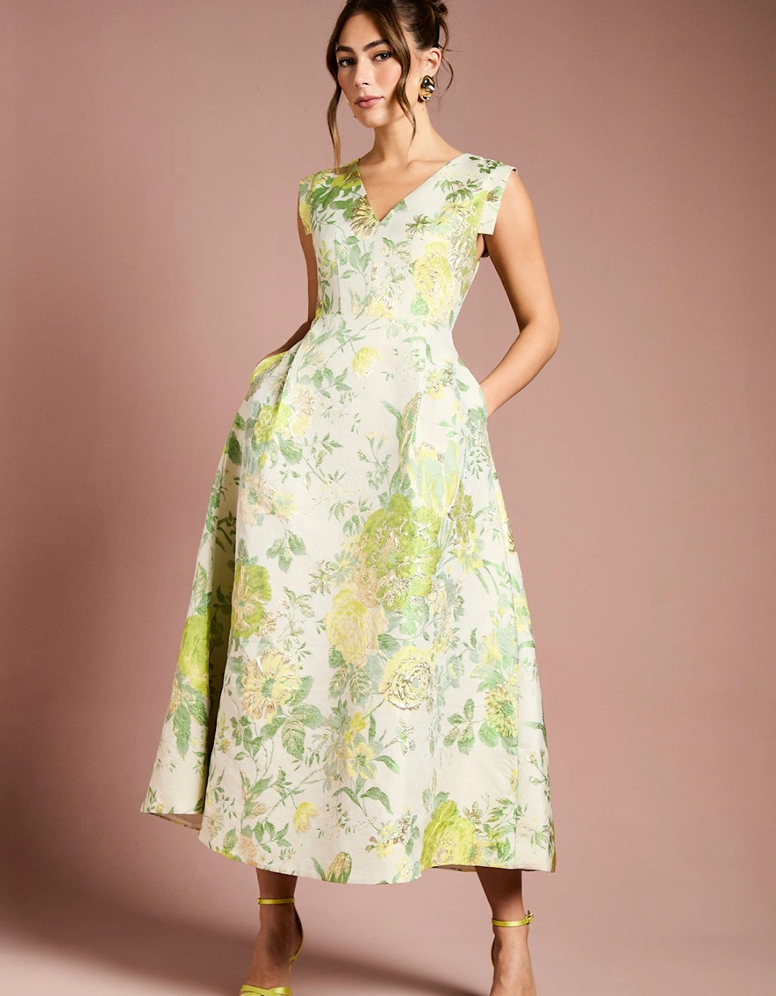 Floral Jacquard Midi Dress, 2 of 1