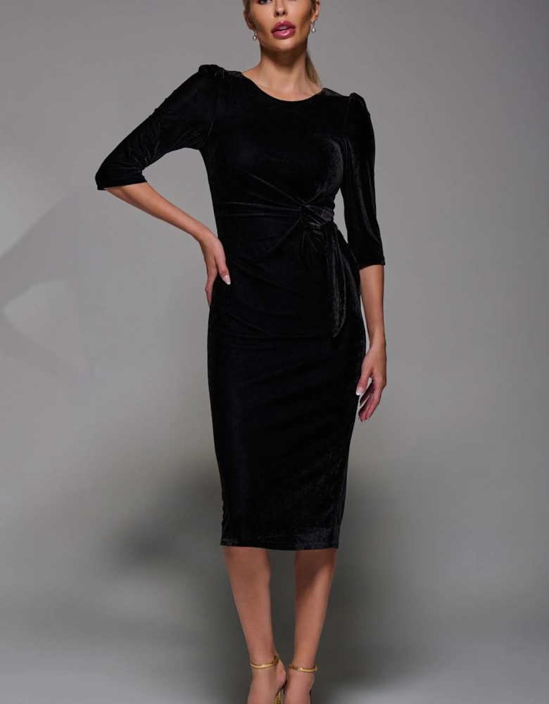 Side Tie Velvet Bodycon Dress