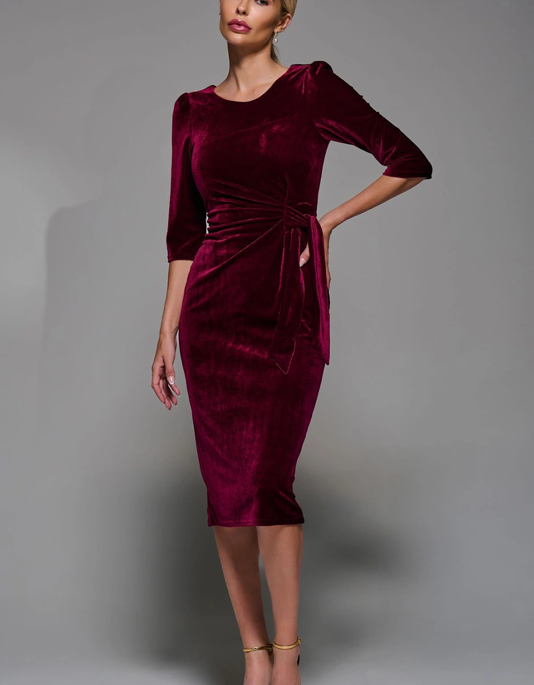 Side Tie Velvet Bodycon Dress, 2 of 1