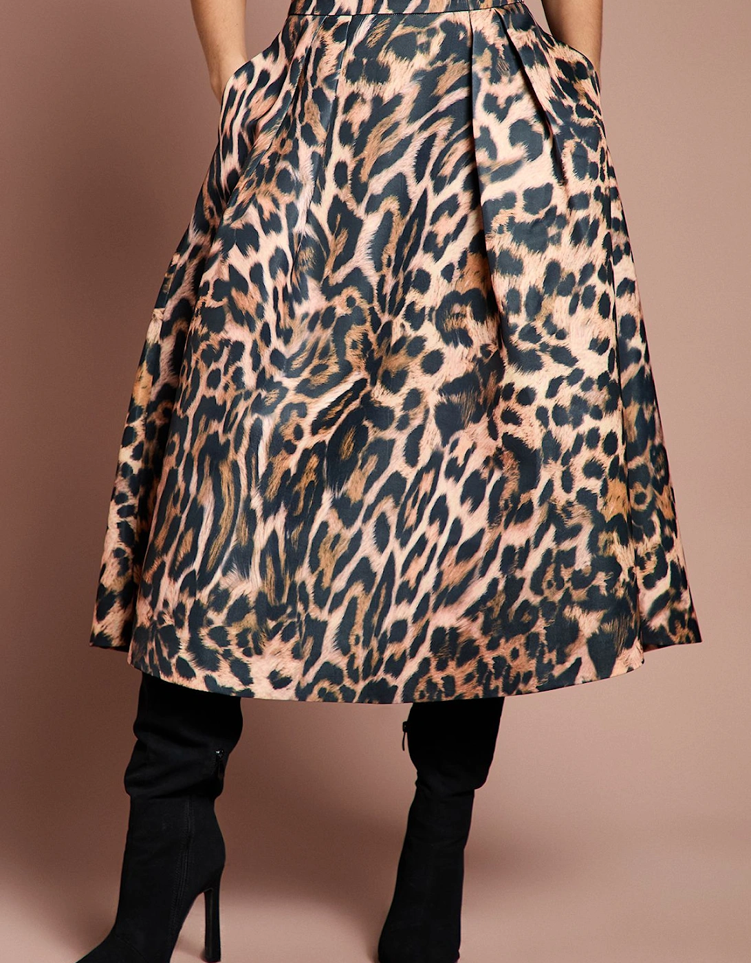 Lisa Tan Leopard Satin Midi Skirt, 2 of 1