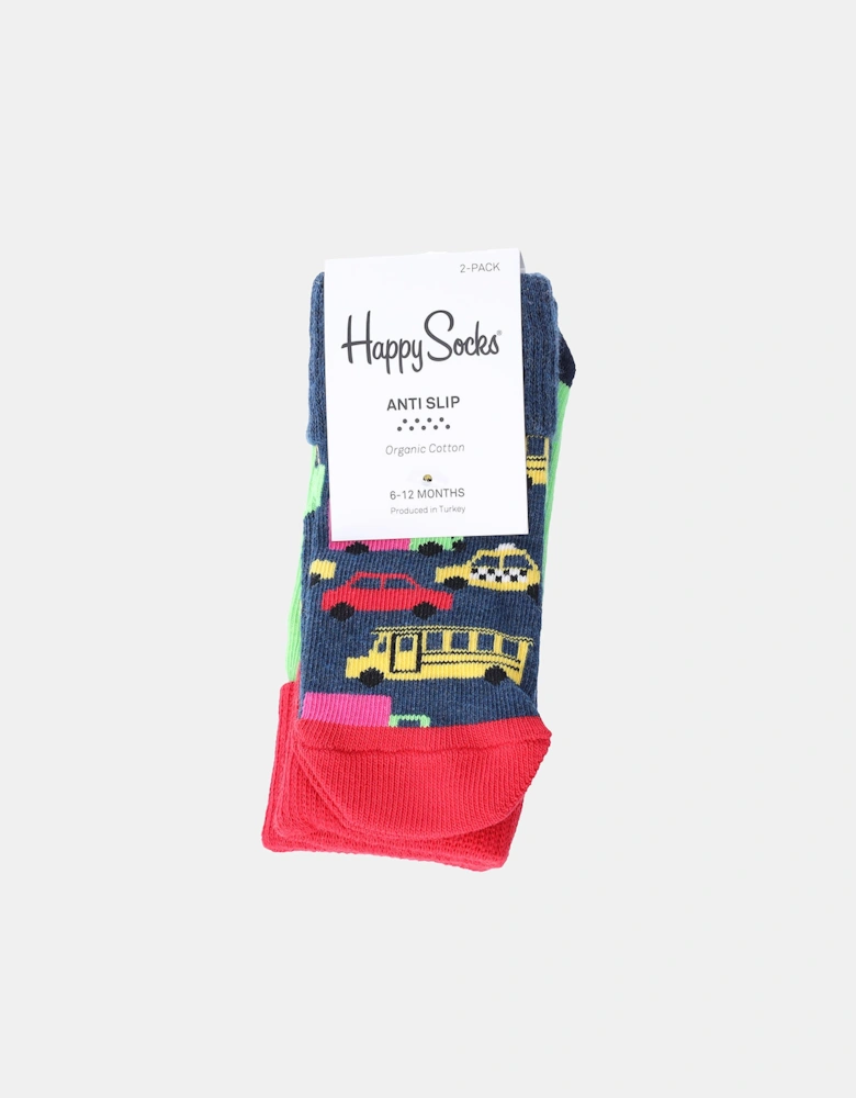 Infants 2 Pack of Cars Anti-Slip Socks