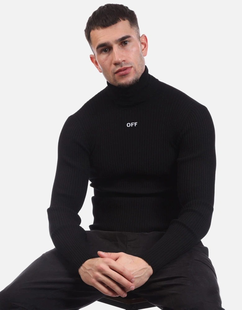 Off Patch Knit Turtleneck Sweater