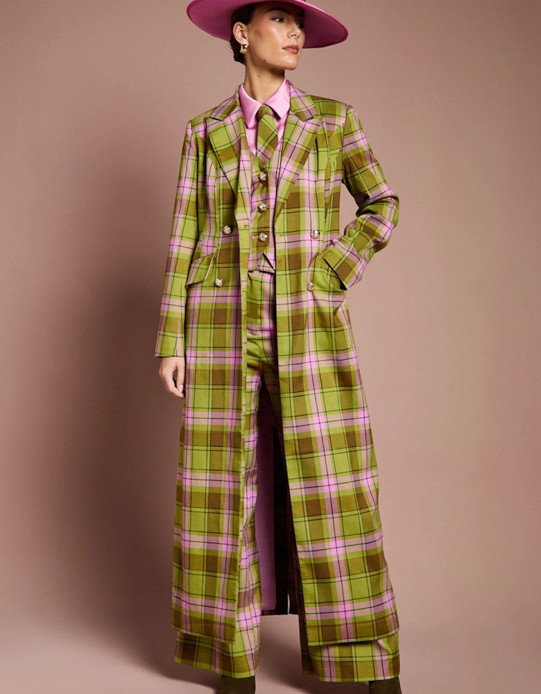 Lisa Tan Check Double Breasted Formal Coat