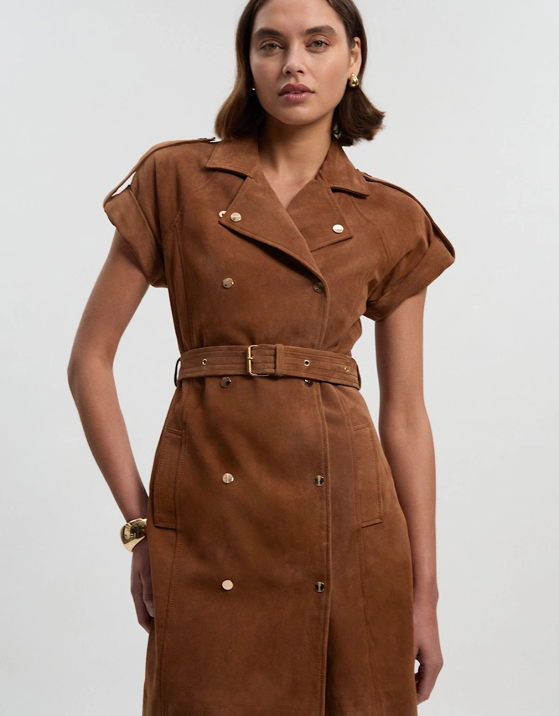 Suede Utility Mini Dress, 2 of 1