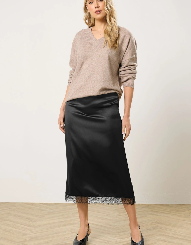 Tall Lace Midi Satin Skirt