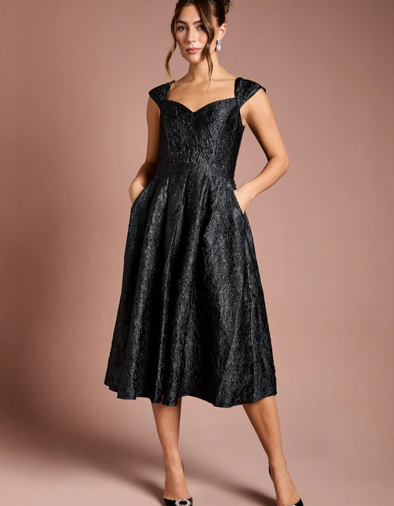 Sweetheart Jacquard Midi Dress