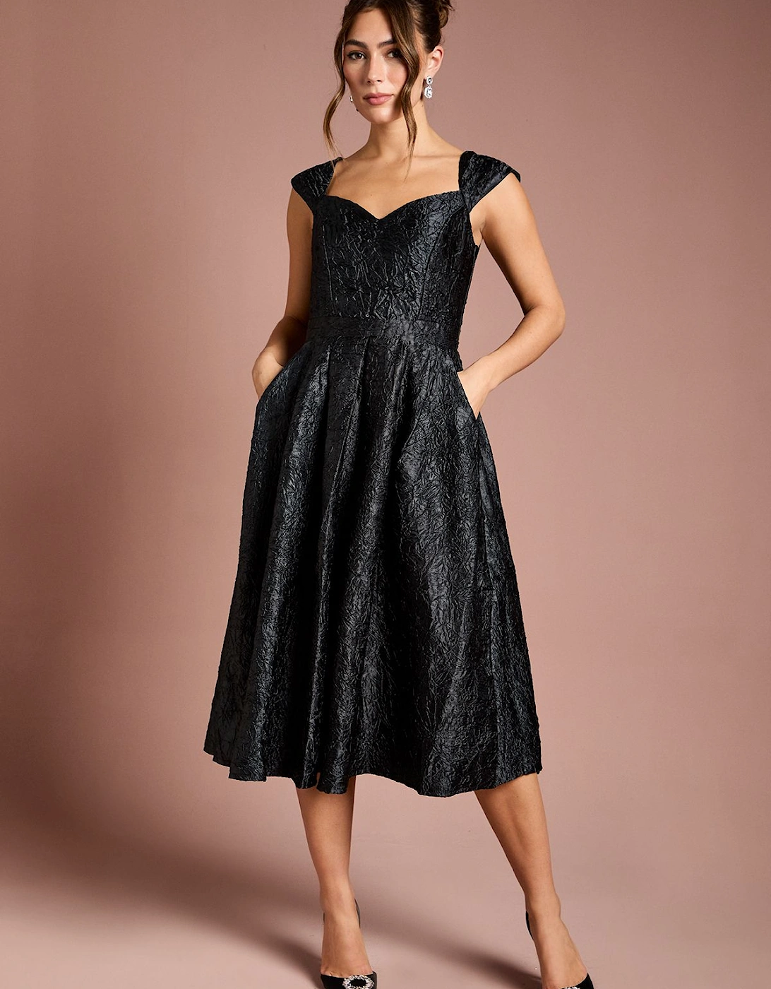Sweetheart Jacquard Midi Dress, 2 of 1