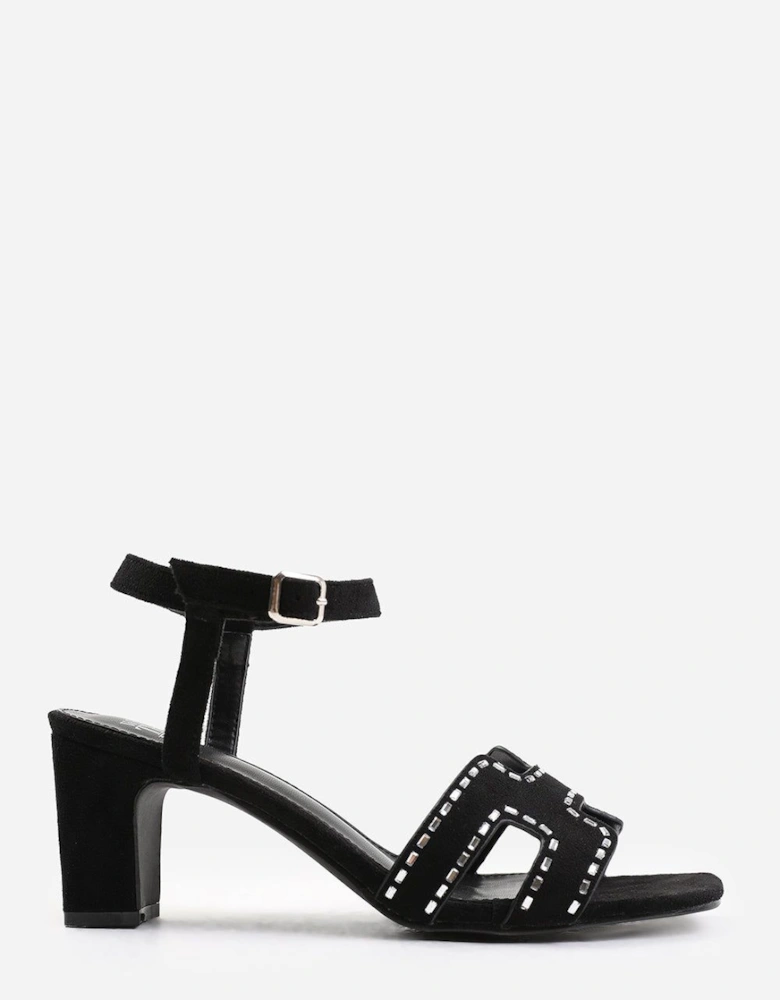 'Ivy' Low Block Heel With Cut Out Detailing And Diamantes