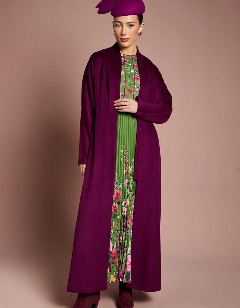 Lisa Tan Occasion Belted Skirt Detail Coat