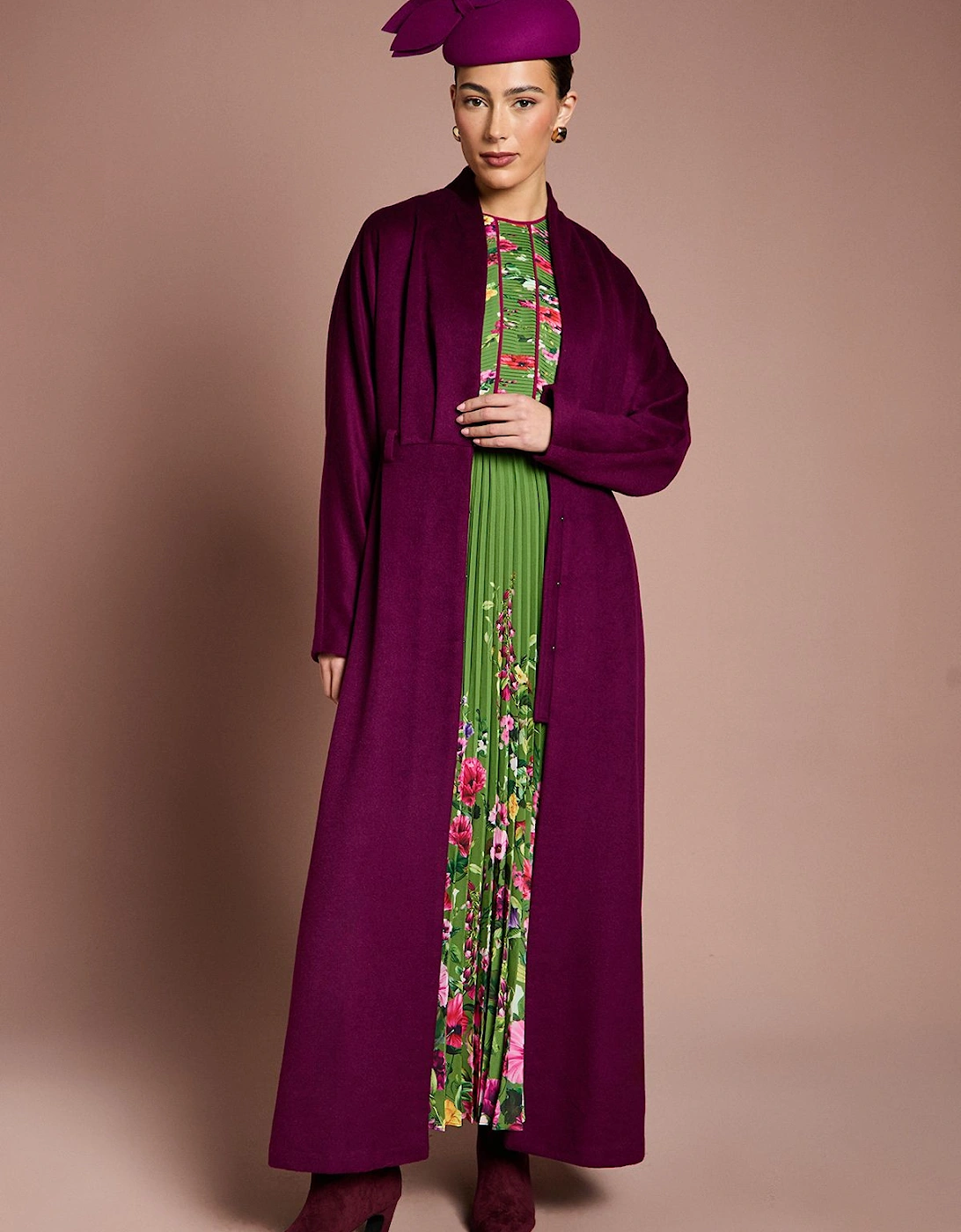 Lisa Tan Occasion Belted Skirt Detail Coat, 2 of 1