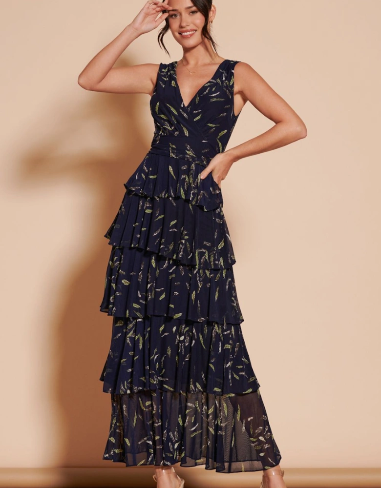 Tiered Hem Mesh Maxi Dress