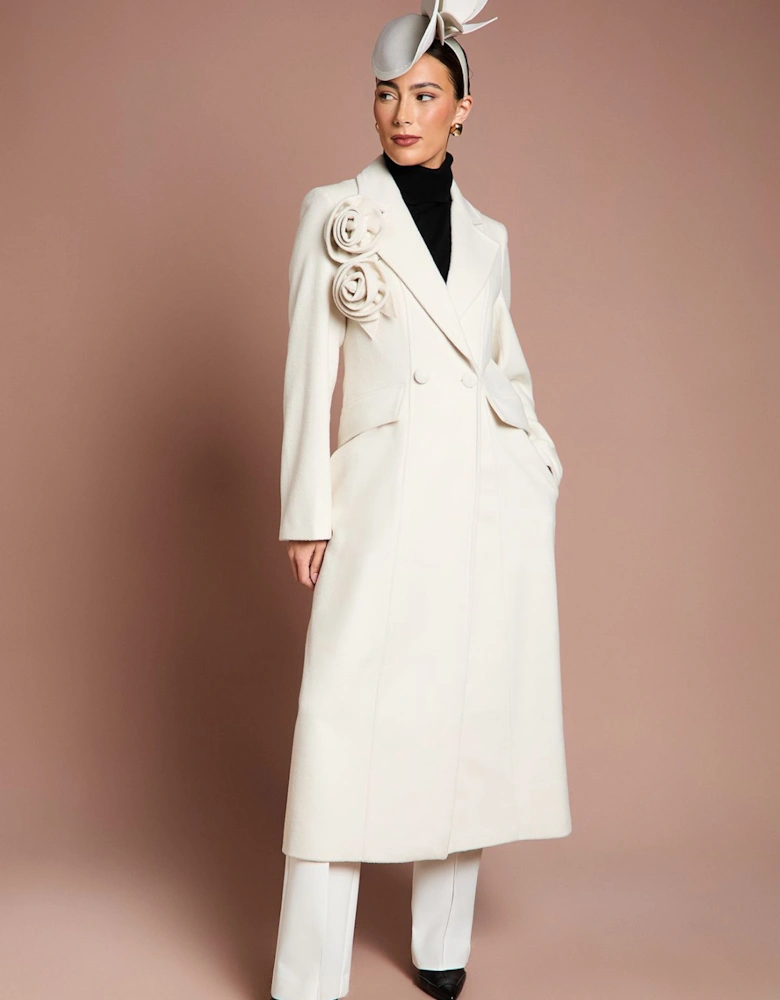 Lisa Tan Occasion Floral Detail Longline Coat