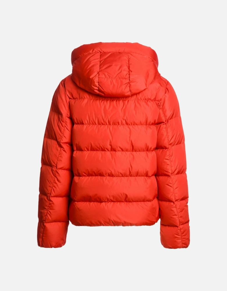 Jinny Grenadine Red Hooded Down Jacket