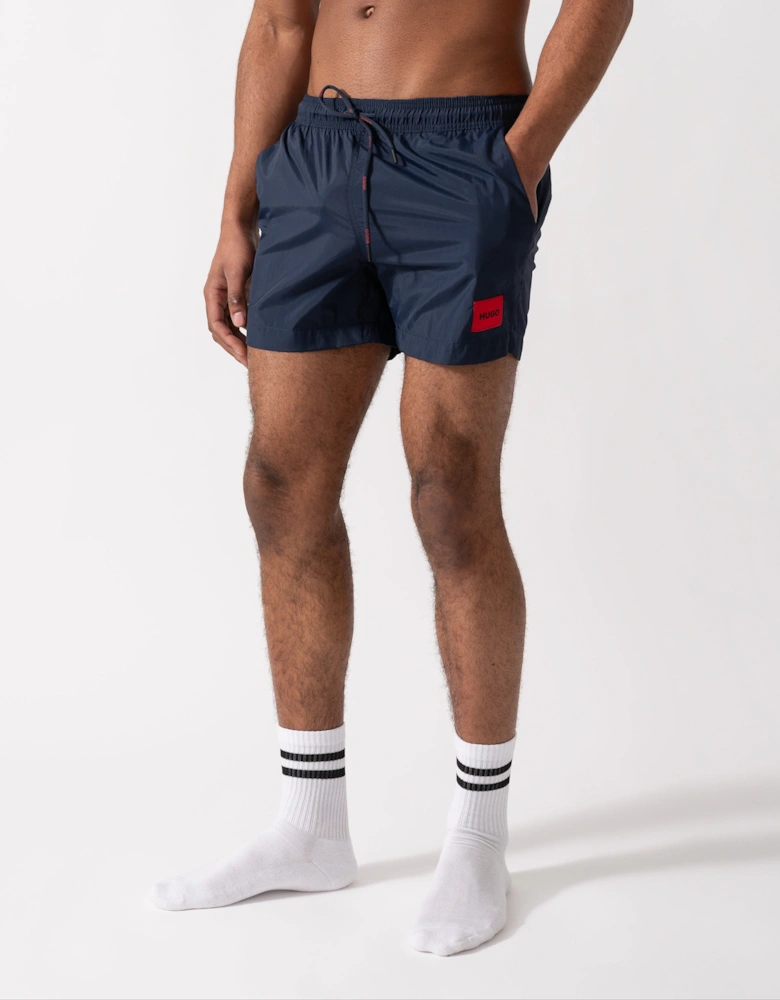 HUGO Mens Dominica Quick-Drying Swim Shorts In Recycled Material With Logo - Dark Blue 405