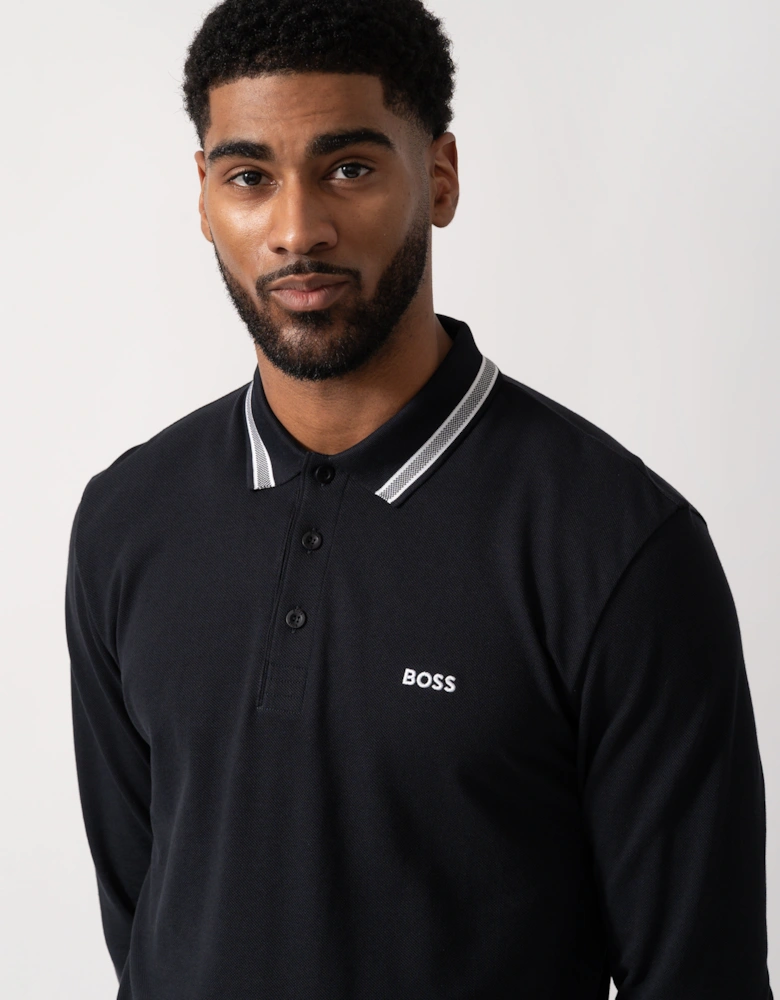 BOSS Green Plisy Mens Long Sleeve Polo Shirt - Dark Blue 402