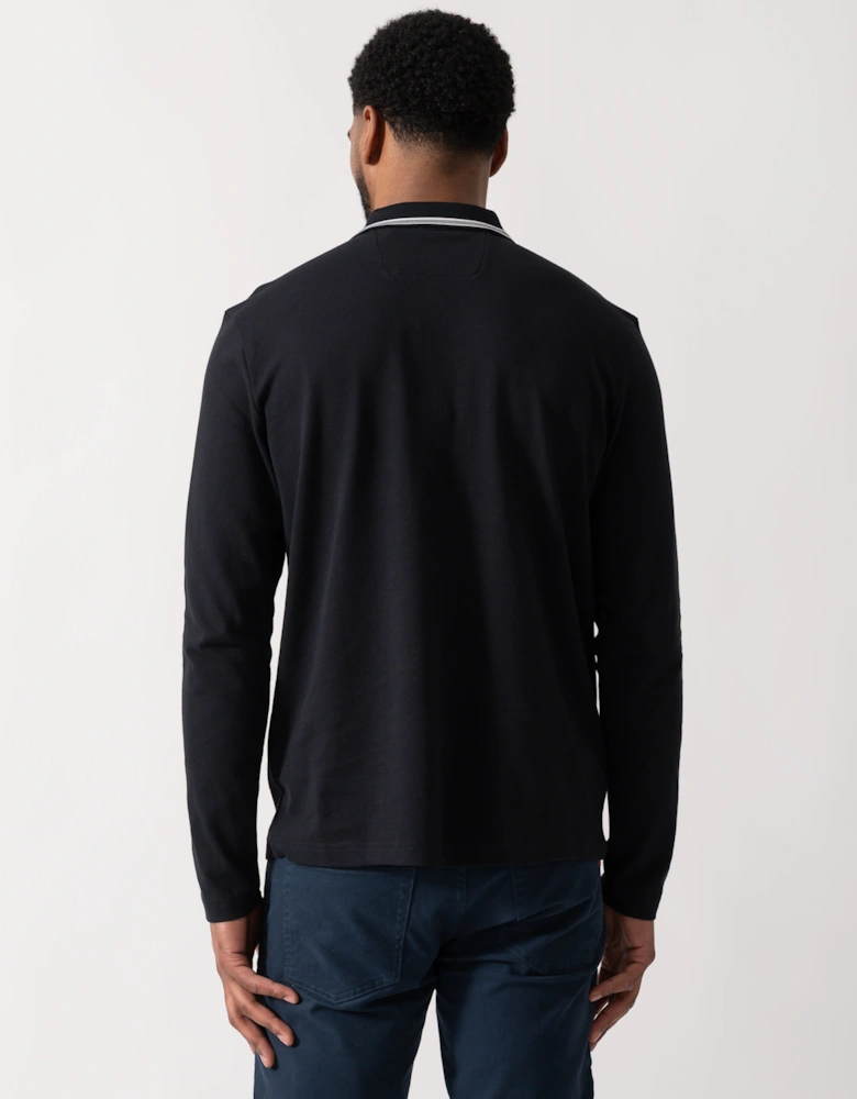 BOSS Green Plisy Mens Long Sleeve Polo Shirt - Dark Blue 402