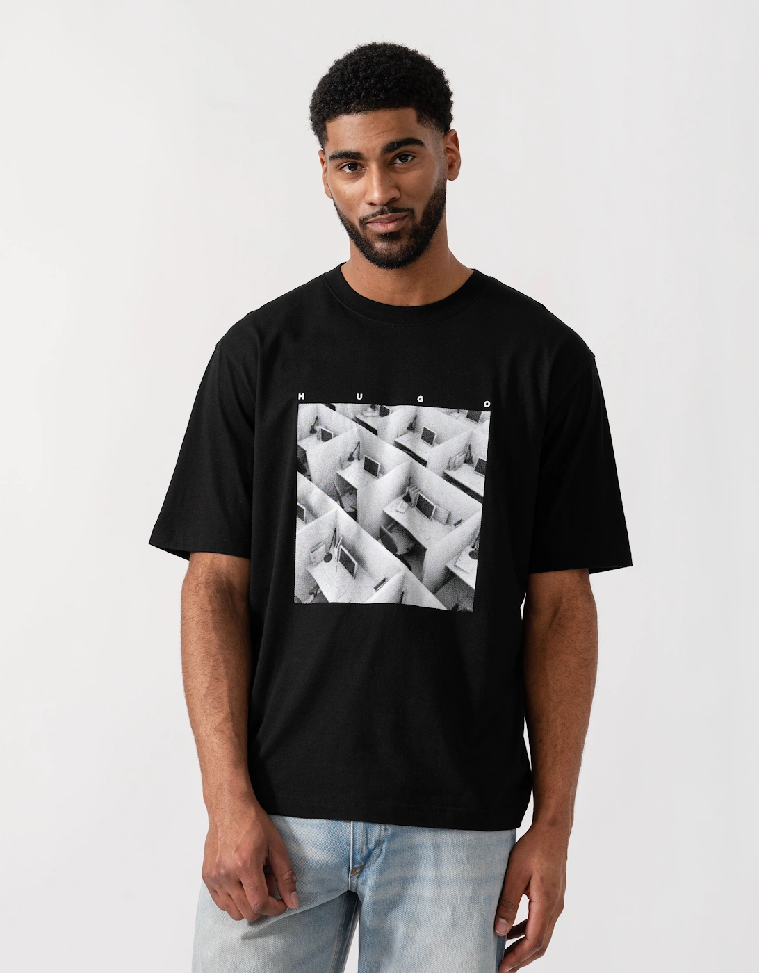 Hugo Boss Men's Black Hugo Dodger Printed-Artwork T-Shirt In Cotton Jersey - 001  42 Xl