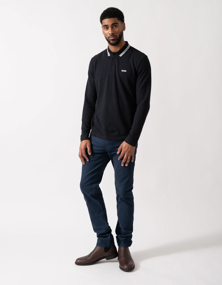 BOSS Green Plisy Mens Long Sleeve Polo Shirt - Dark Blue 402