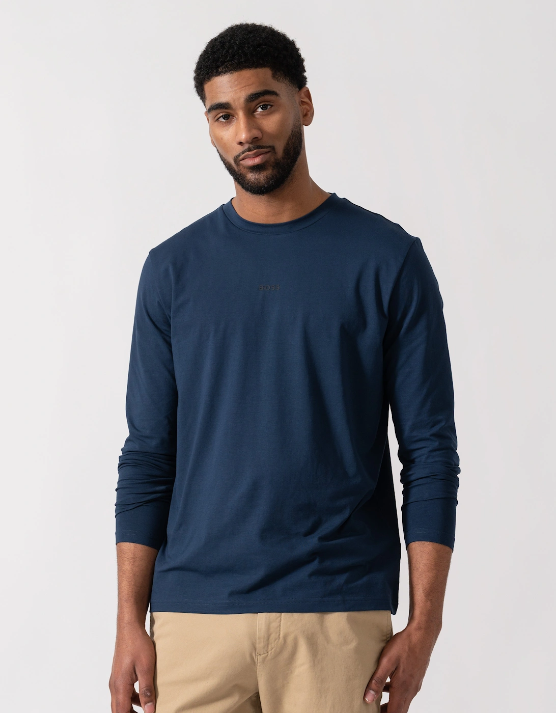 BOSS Orange Tchark Long Sleeve Stretch Cotton T-Shirt - Open Blue 464, 5 of 4