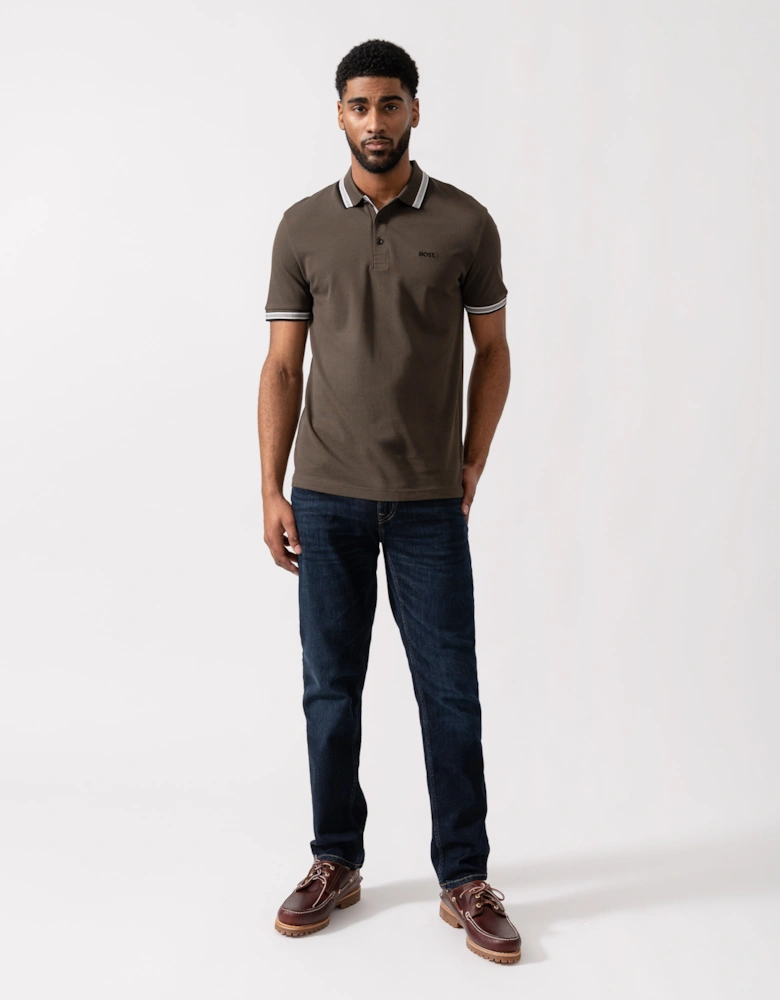 BOSS Green Mens Paddy Cotton-Piqué Polo Shirt with Contrast Logo - Open Beige 297