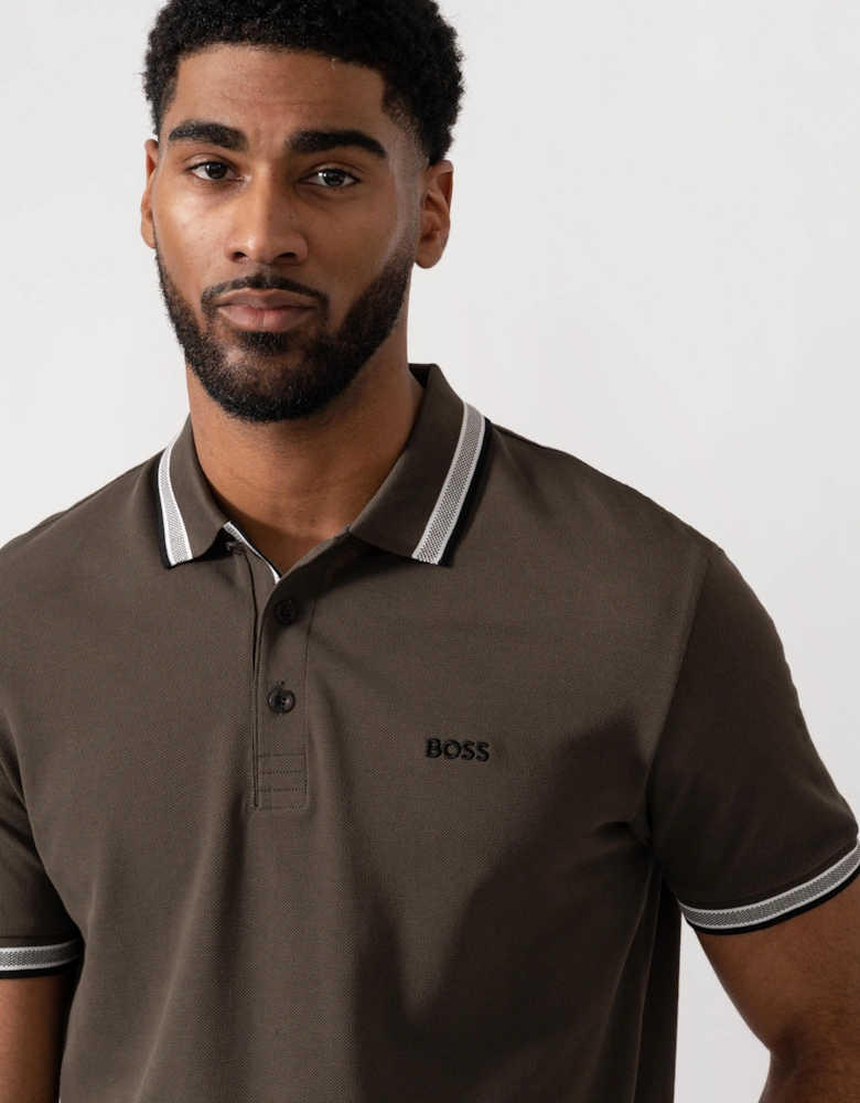 BOSS Green Mens Paddy Cotton-Piqué Polo Shirt with Contrast Logo - Open Beige 297