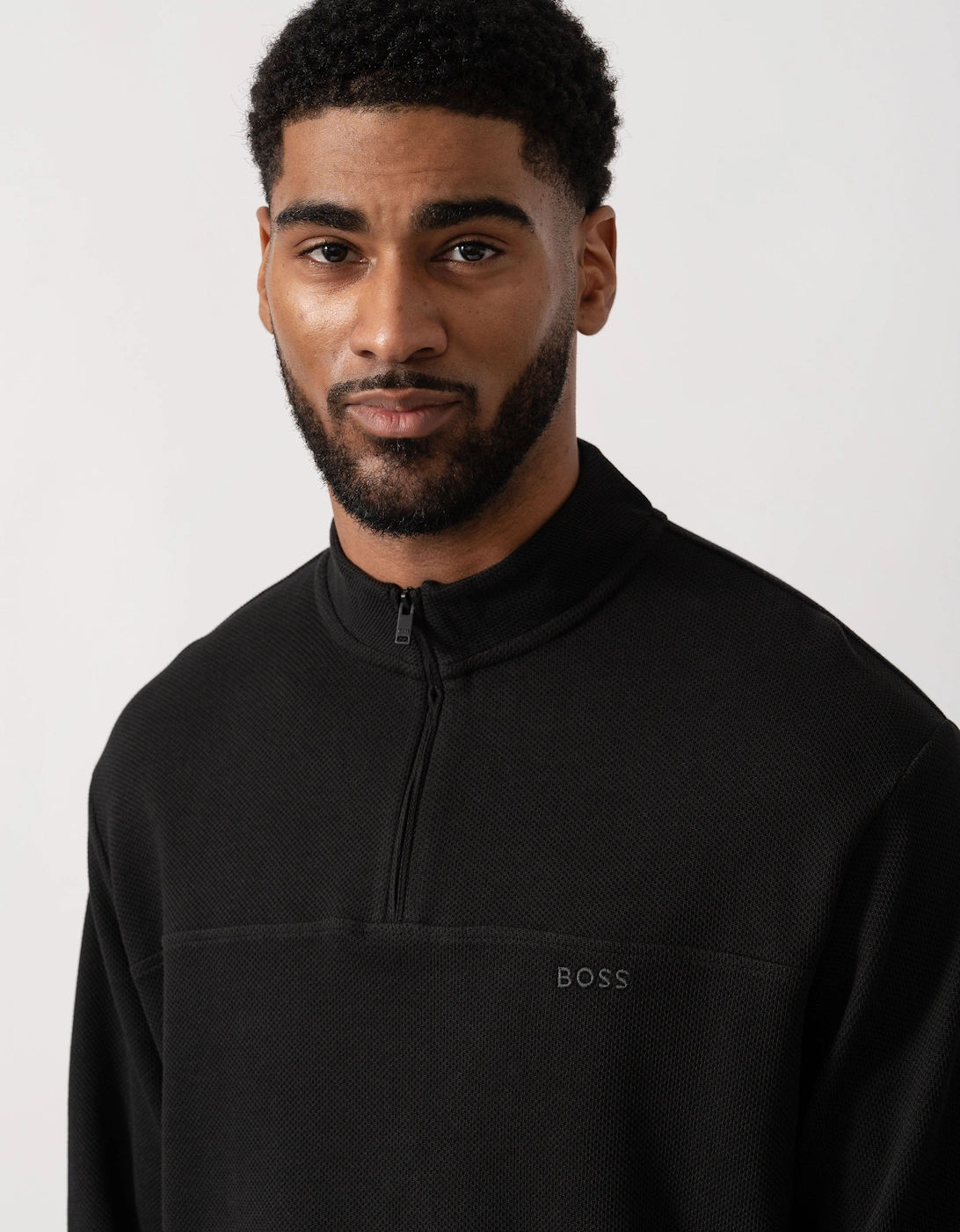 BOSS Orange Hive Mens 1/4 Zip Sweatshirt - Black 001