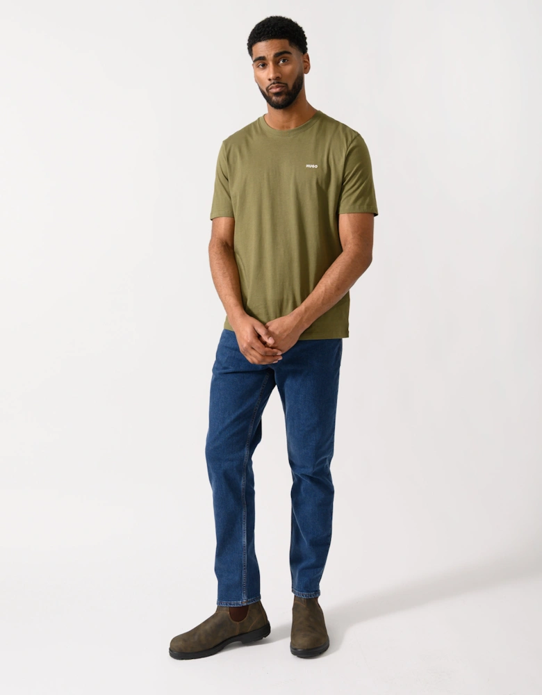 HUGO Dero222 Mens Cotton-Jersey T-Shirt with Logo Print - Open Green 389