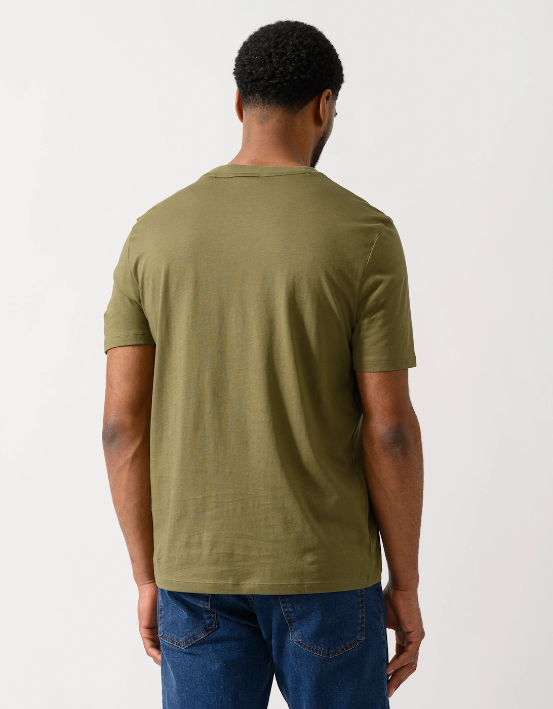 HUGO Dero222 Mens Cotton-Jersey T-Shirt with Logo Print - Open Green 389