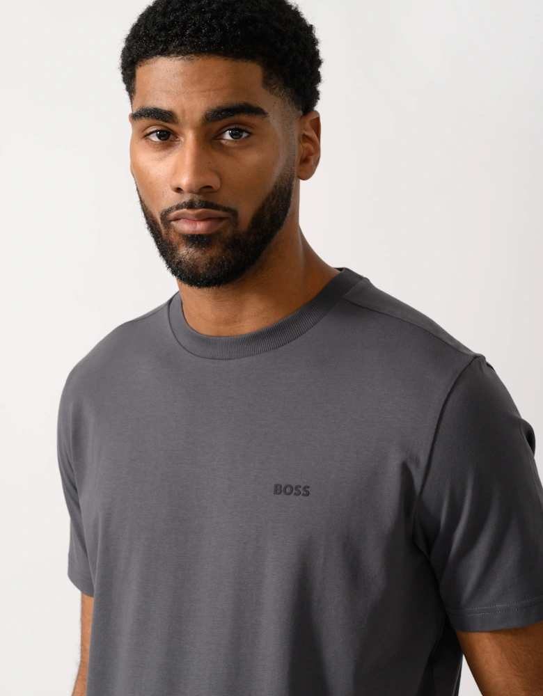 BOSS Green Tee Mens Stretch Cotton T-Shirt with Contrast Logo - Open Grey 071