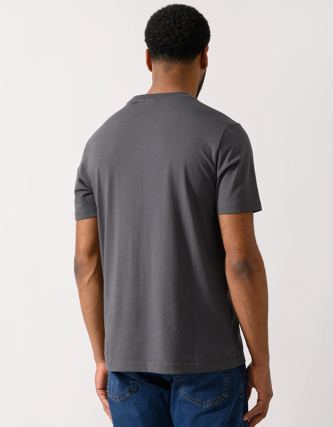 BOSS Green Tee Mens Stretch Cotton T-Shirt with Contrast Logo - Open Grey 071