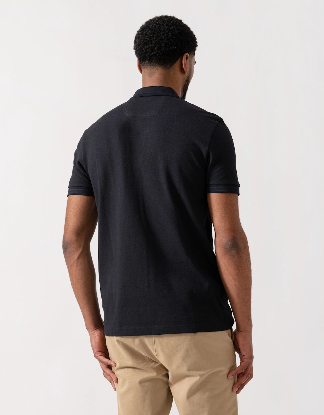 BOSS Green Mens Paddy Cotton-Piqué Polo Shirt with Contrast Logo - Dark Blue 408