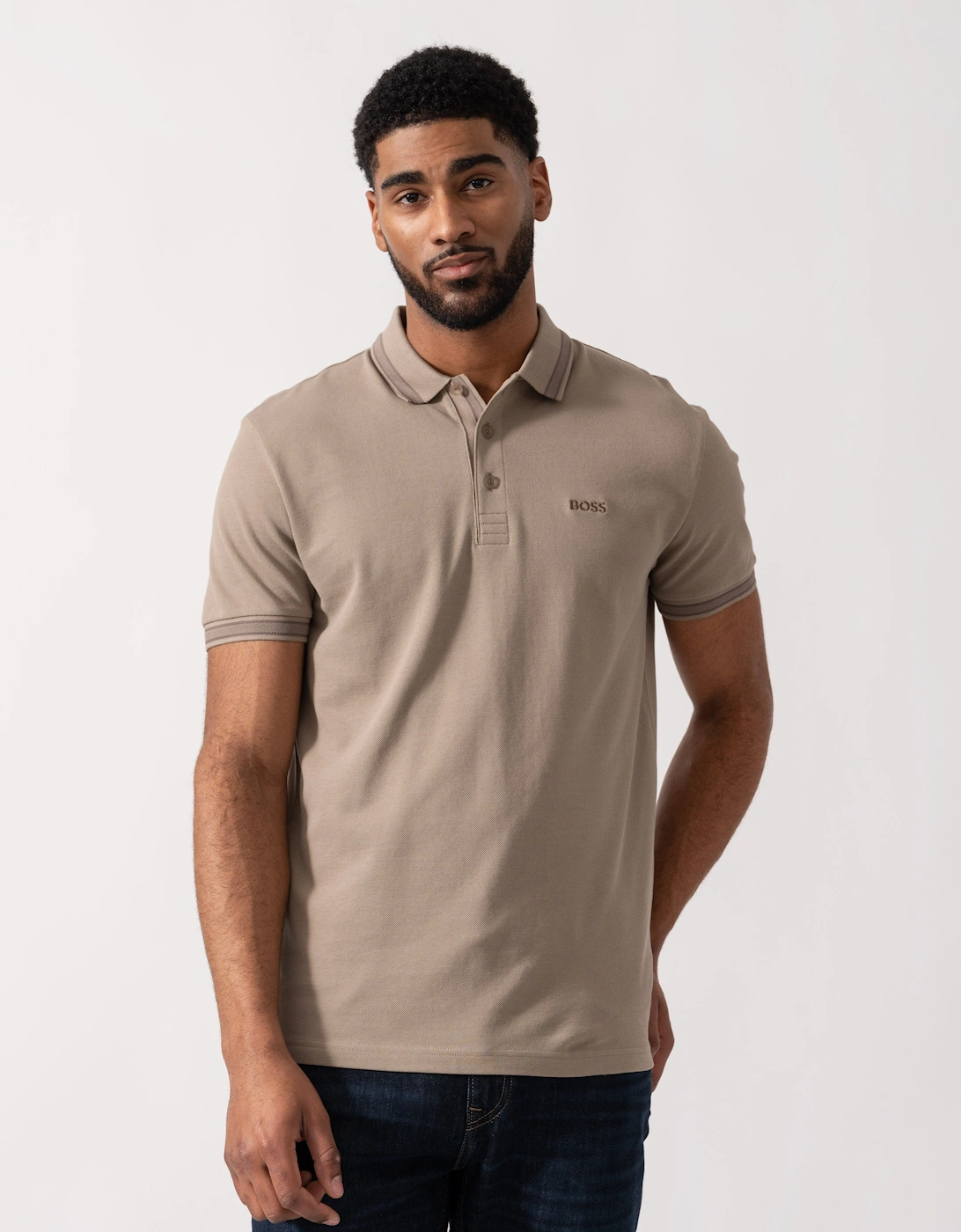 Hugo Boss Men's Tan Boss Green Paddy Cotton-Piqué Polo Shirt With Contrast Logo - Light/Pastel Green 339  44 Xxl