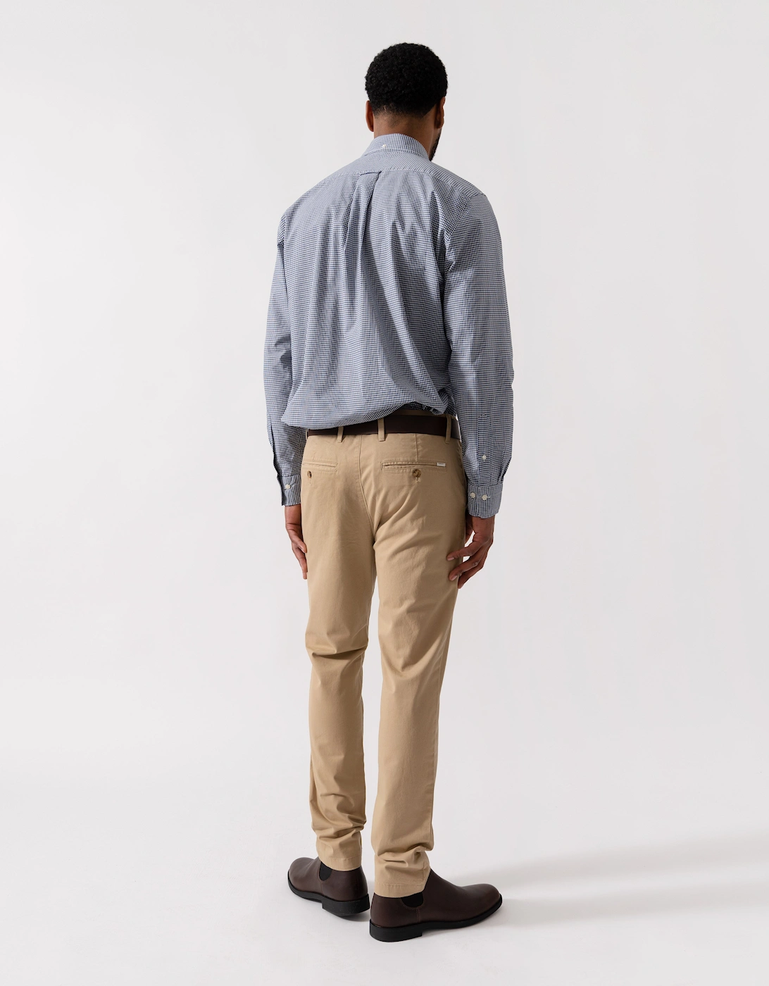 Mens Regular Fit Classic Poplin Gingham Shirt - 423 Persian Blue