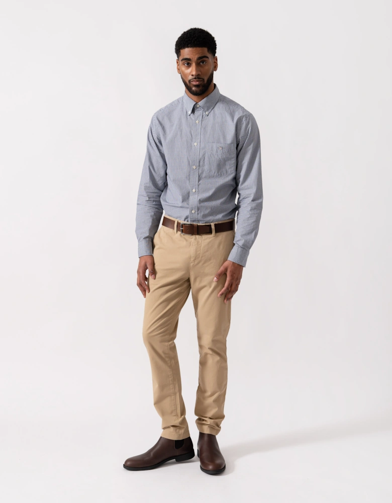 Mens Regular Fit Classic Poplin Gingham Shirt - 423 Persian Blue