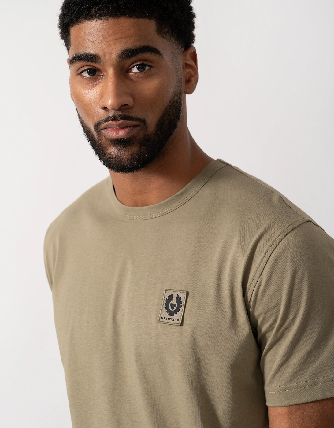 Mens Short Sleeved Logo Patch T-Shirt  - Fatigue Green