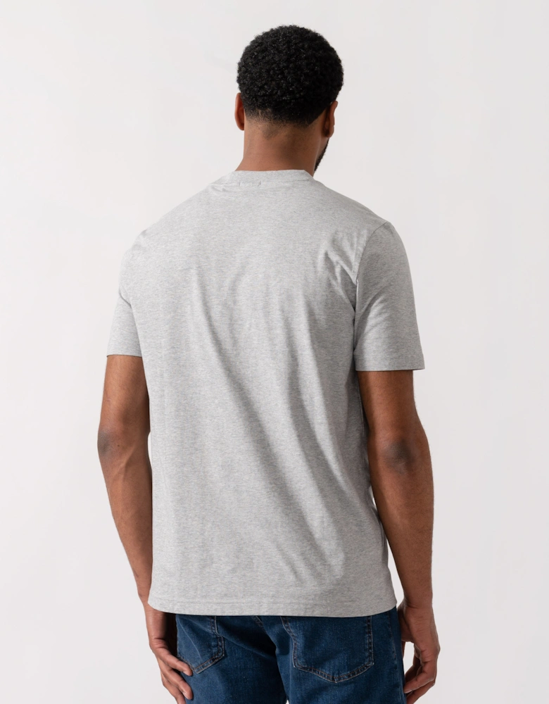 BOSS Green Mens Tee Stretch Cotton T-Shirt with Contrast Logo - Silver 043
