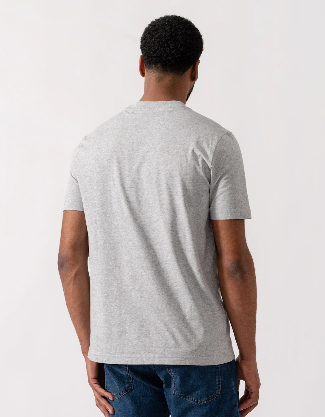 BOSS Green Mens Tee Stretch Cotton T-Shirt with Contrast Logo - Silver 043