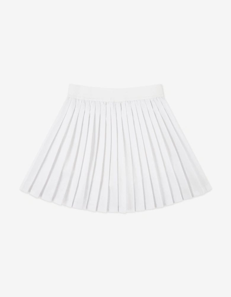 Girls Logo Sport Pleated Skirt in White