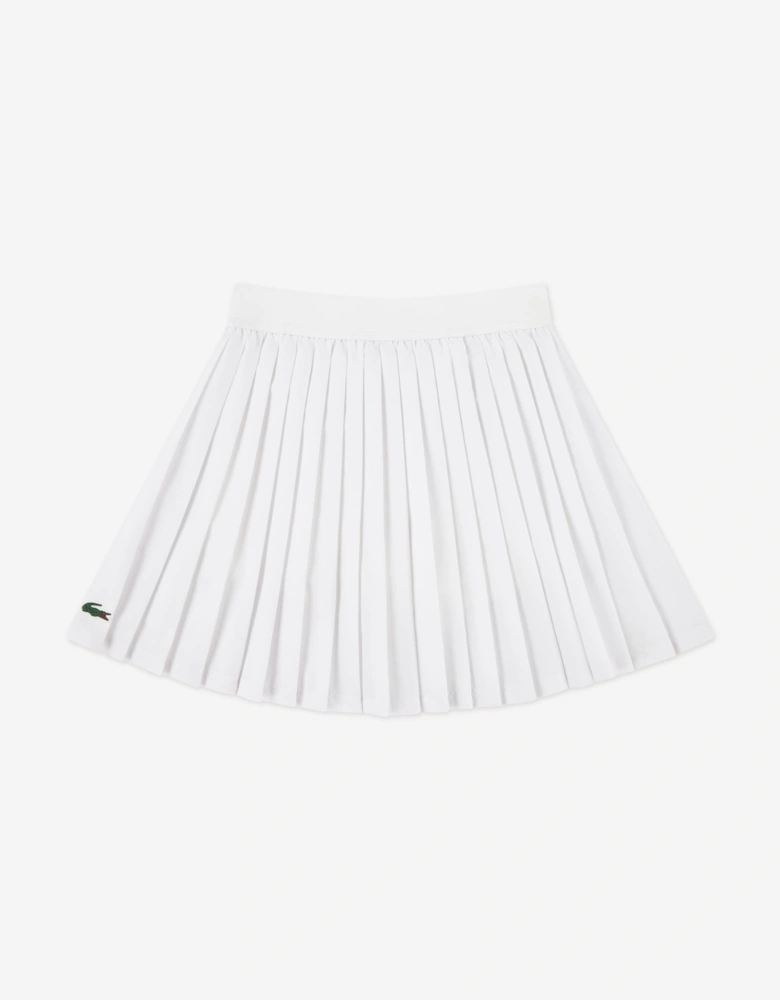 Girls Logo Sport Pleated Skirt in White