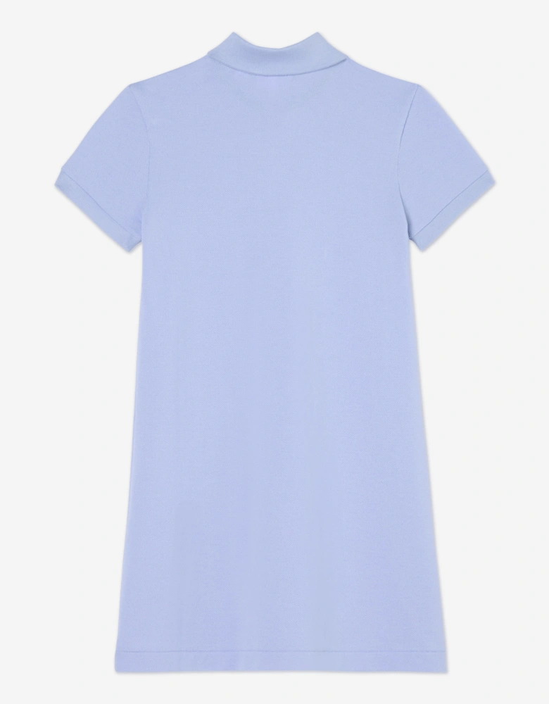 Girls Logo Pocket Polo Dress in Blue