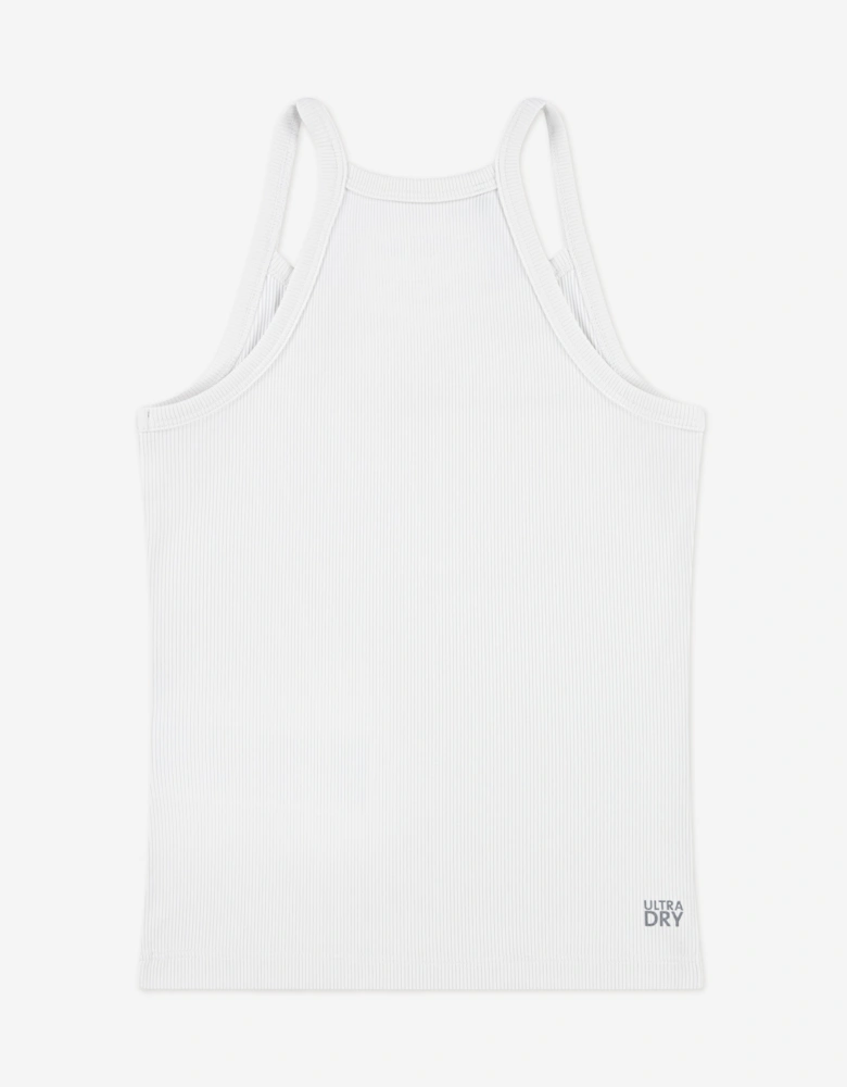 Girls Logo Rib Tank Top in White