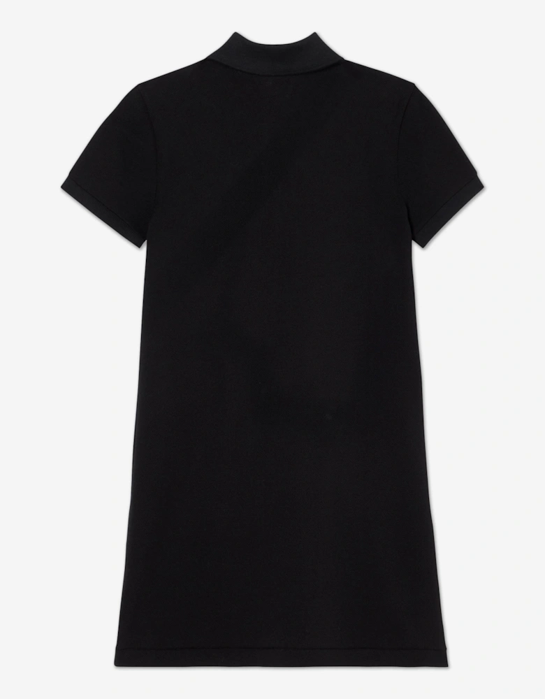 Girls Logo Pocket Polo Dress in Black