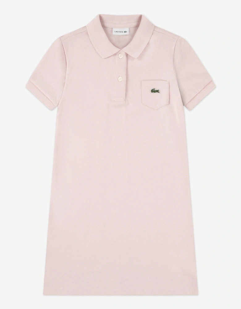 Girls Logo Pocket Polo Dress in Pink
