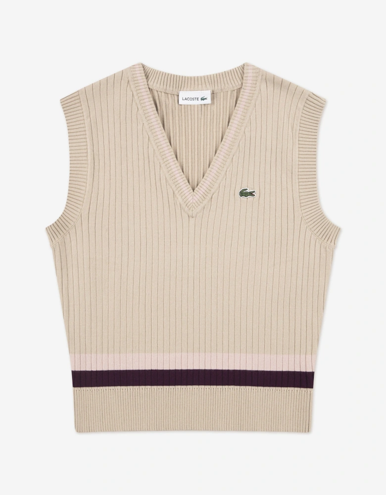 Girls Brushed Rib Sweater Vest in Beige